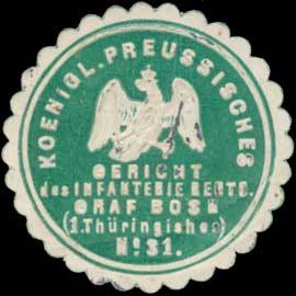 K.Pr. Gericht des Infanterie Regiments Graf Bose (1. Thüringisches) No. 31