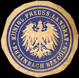 Königlich Preussischer Landrat - Rheinbach Bezirk Cöln