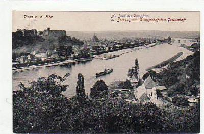 Pirna an der Elbe mit Raddampfer ca 1910