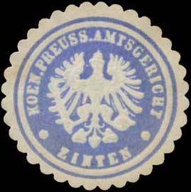 K.Pr. Amtsgericht Zinten/Ostpreußen