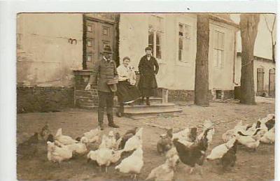 Ortrand Foto Karte Bauernhof Hühner 1924