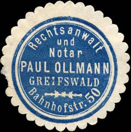 Rechtsanwalt und Notar Paul Ollmann - Greifswald