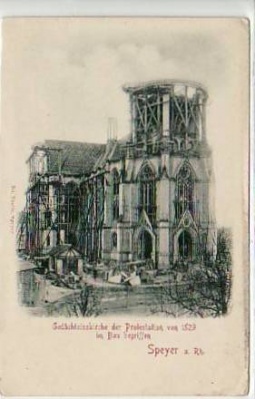 Speyer am Rhein Gedächnisskirche im Bau ca 1900