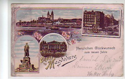 Magdeburg Litho Ansichtskarte von 1905