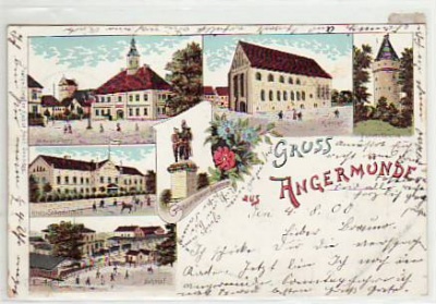 Angermünde Litho Ansichtskarte von 1900