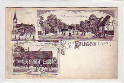 Reuden bei Zerbst Sachsen-Anhalt , Litho von 1909