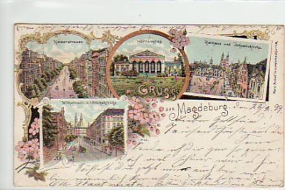 Magdeburg Litho Ansichtskarte von 1899