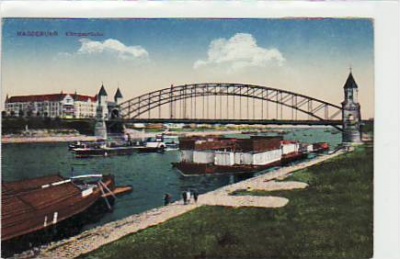 Magdeburg Köngsbrücke und Raddampfer ca 1915