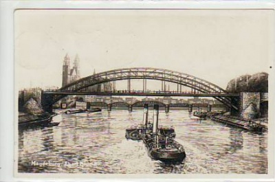 Magdeburg Ebert-Brücke mit Dampfer 1929