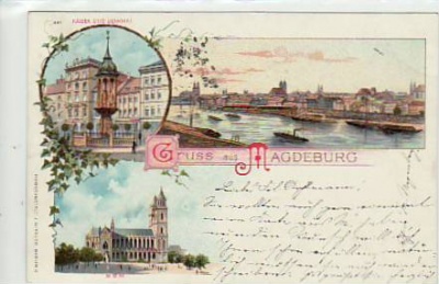 Magdeburg Litho Ansichtskarte von 1897